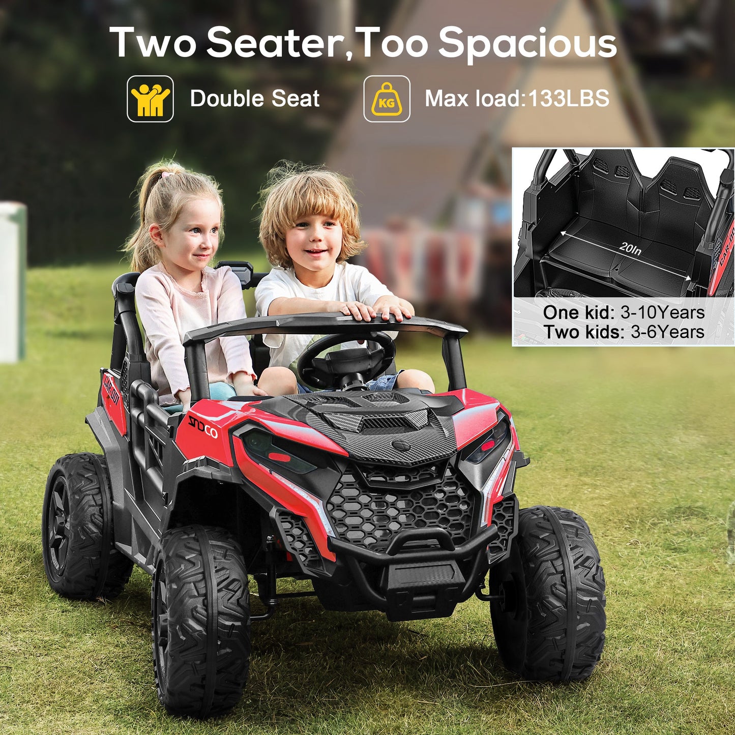 4x200W 24V 2-Seater Ride-on Truck 4WD with EVA Tires