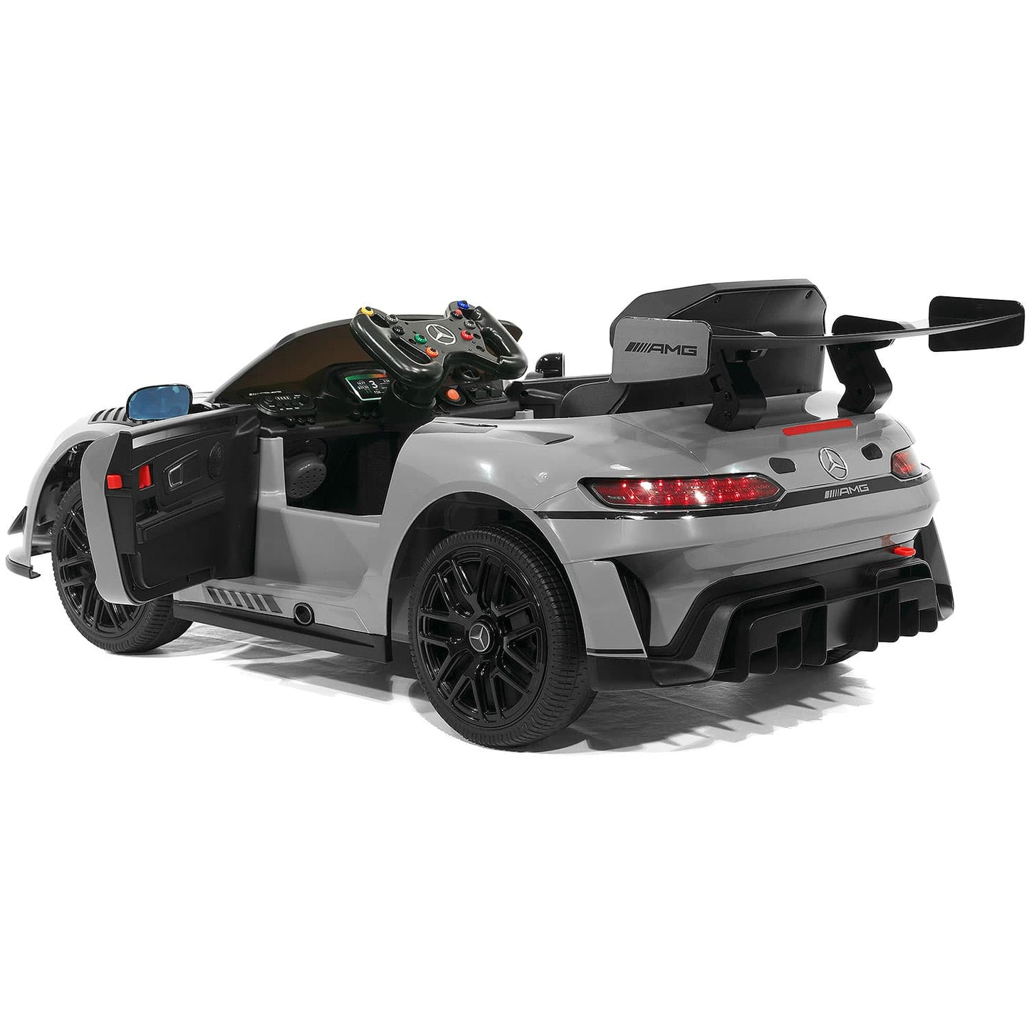 Mercedes AMG GT3 EVO 12V Kids Ride-On Car with R/C Parental Remote | Gray