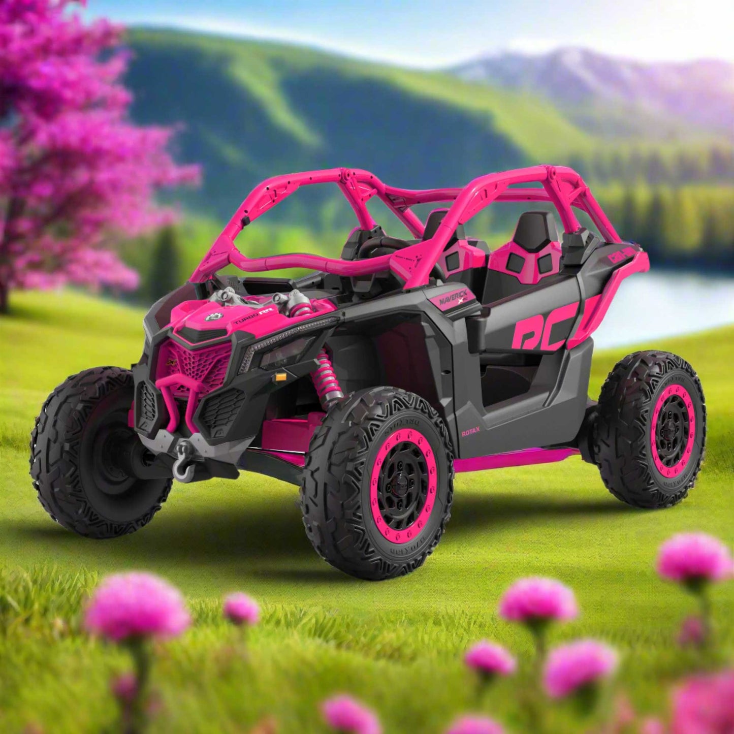 Can-Am Maverick XL Custom Edition 24V Kids Ride-On UTV Buggy Car | Deep Pink