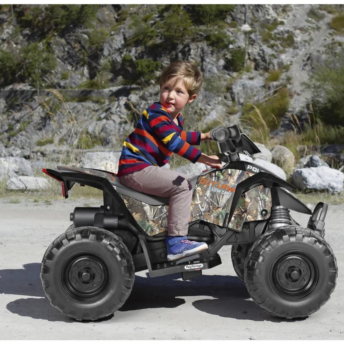 Peg Perego Polaris Outlaw 330W Camo Electric Ride On Quad Bike