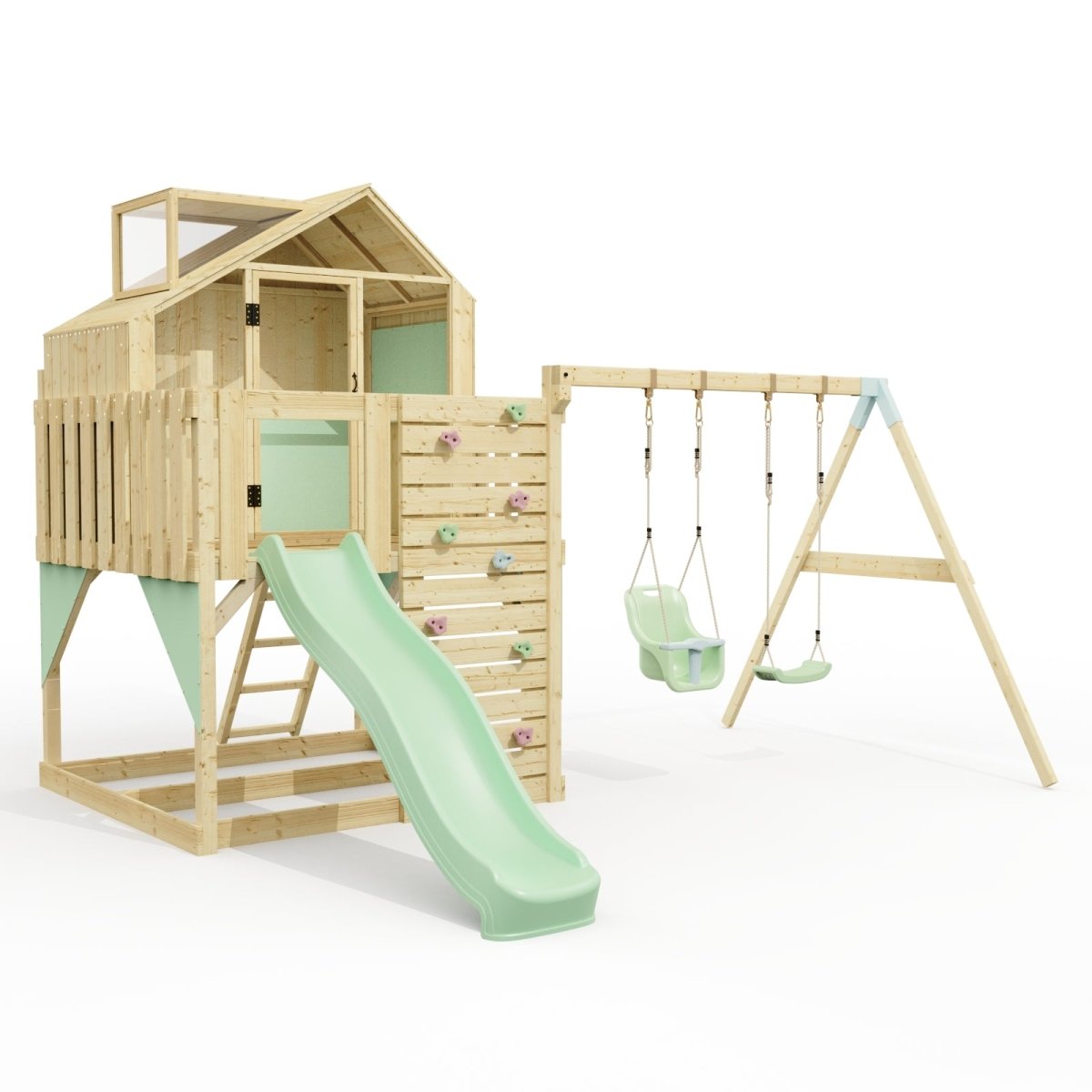 PolarPlay Kids Climbing Tower & Playhouse - Swing Saga Sage
