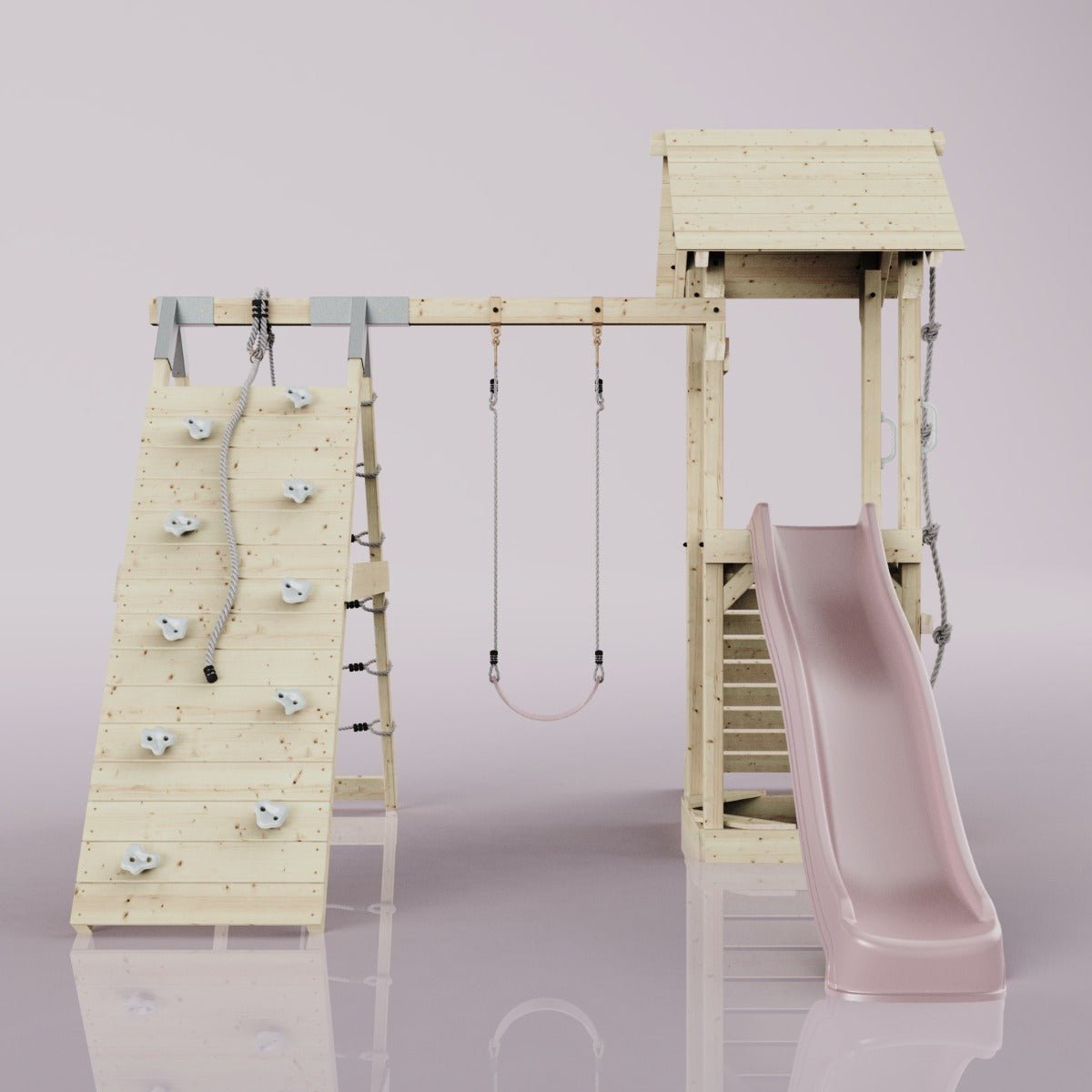 PolarPlay Tower Kids Wooden Climbing Frame - Climb & Swing Tyra Rose