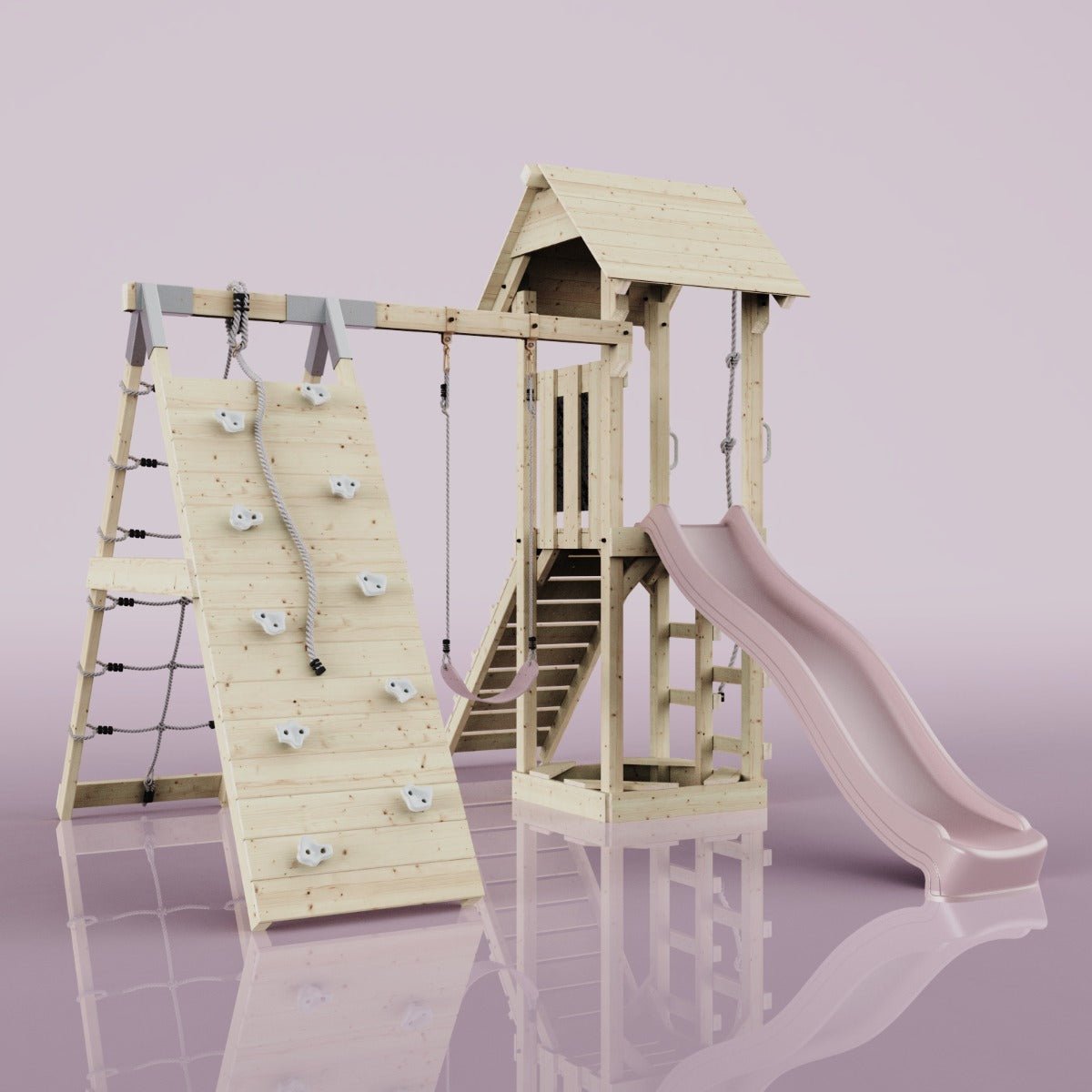 PolarPlay Tower Kids Wooden Climbing Frame - Climb & Swing Tyra Rose