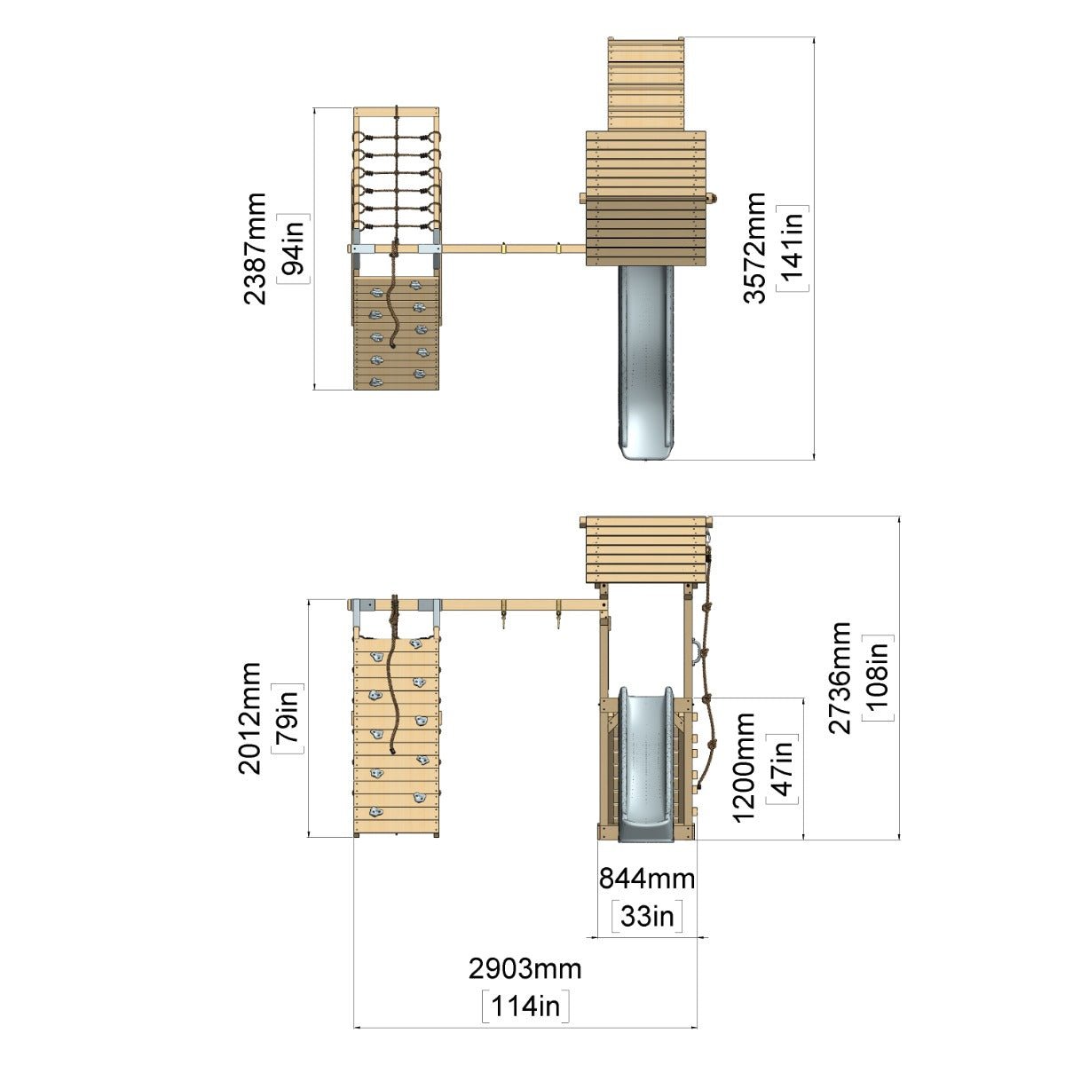 PolarPlay Tower Kids Wooden Climbing Frame - Climb & Swing Tyra Rose