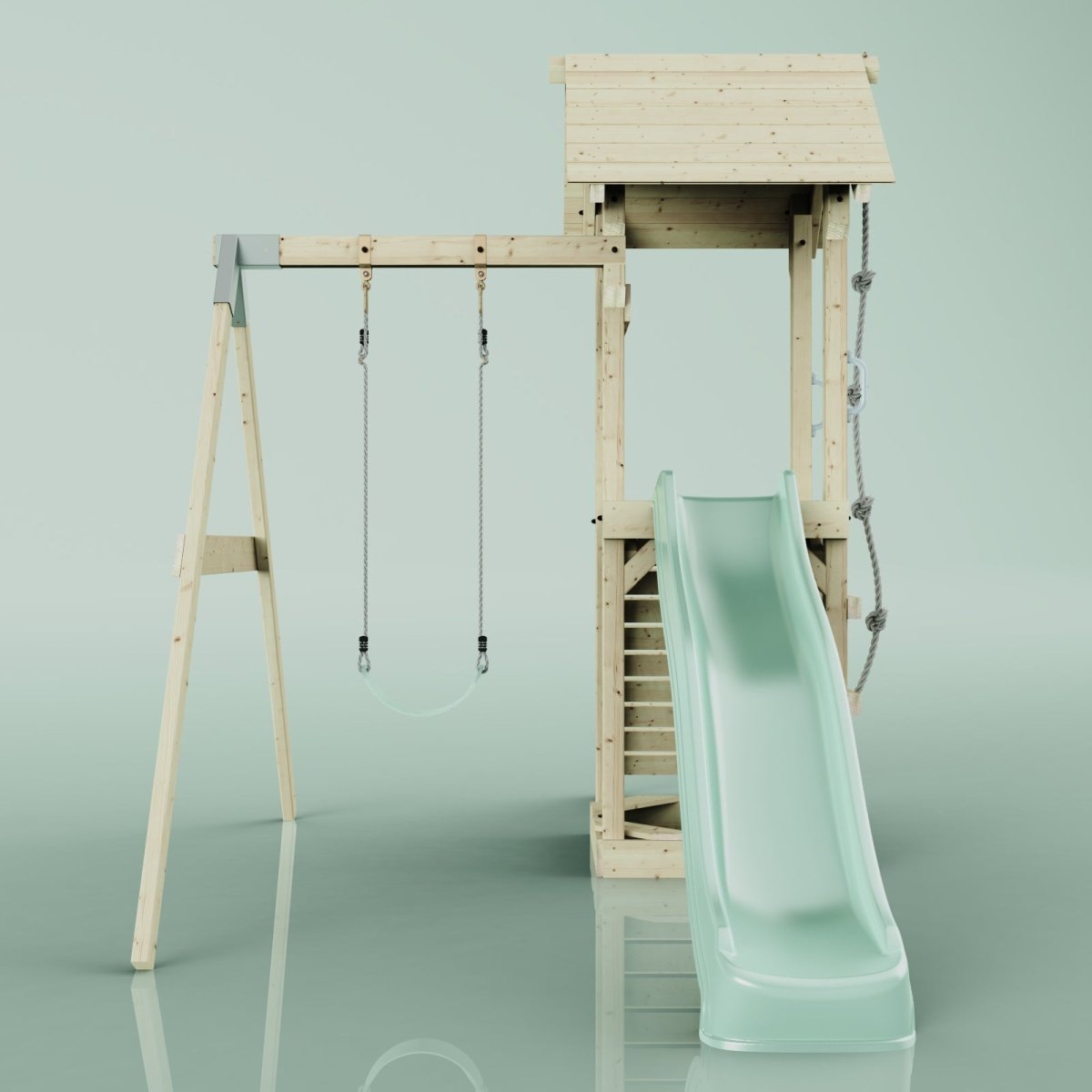 PolarPlay Tower Kids Wooden Climbing Frame - Swing Destin Sage