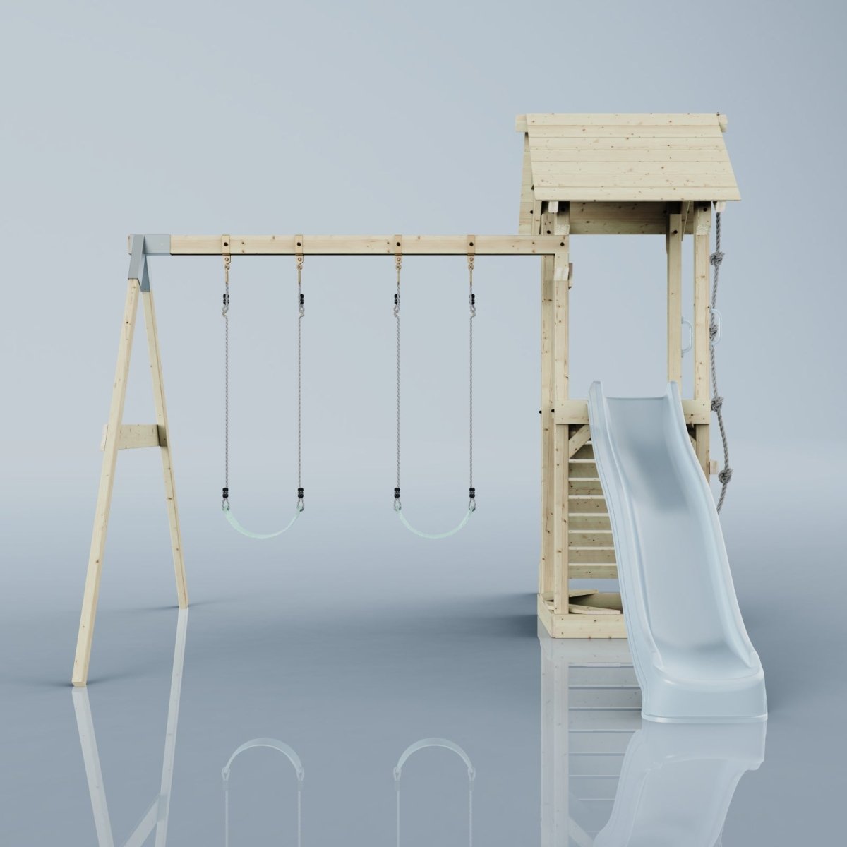 PolarPlay Tower Kids Wooden Climbing Frame - Swing Kari Mist