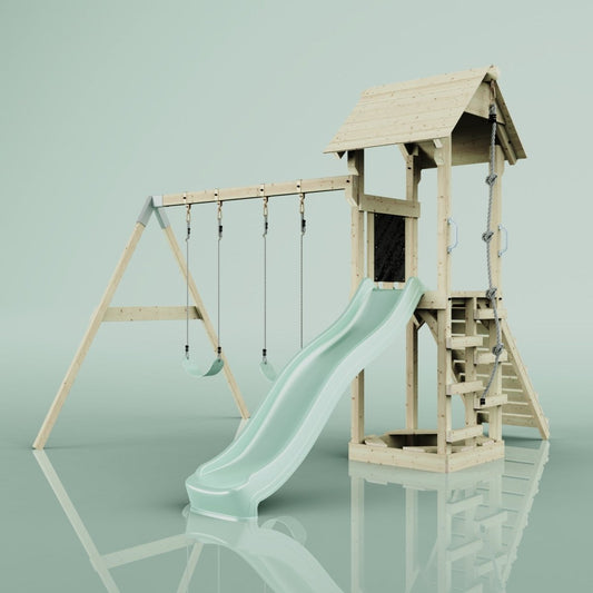 PolarPlay Tower Kids Wooden Climbing Frame - Swing Kari Sage
