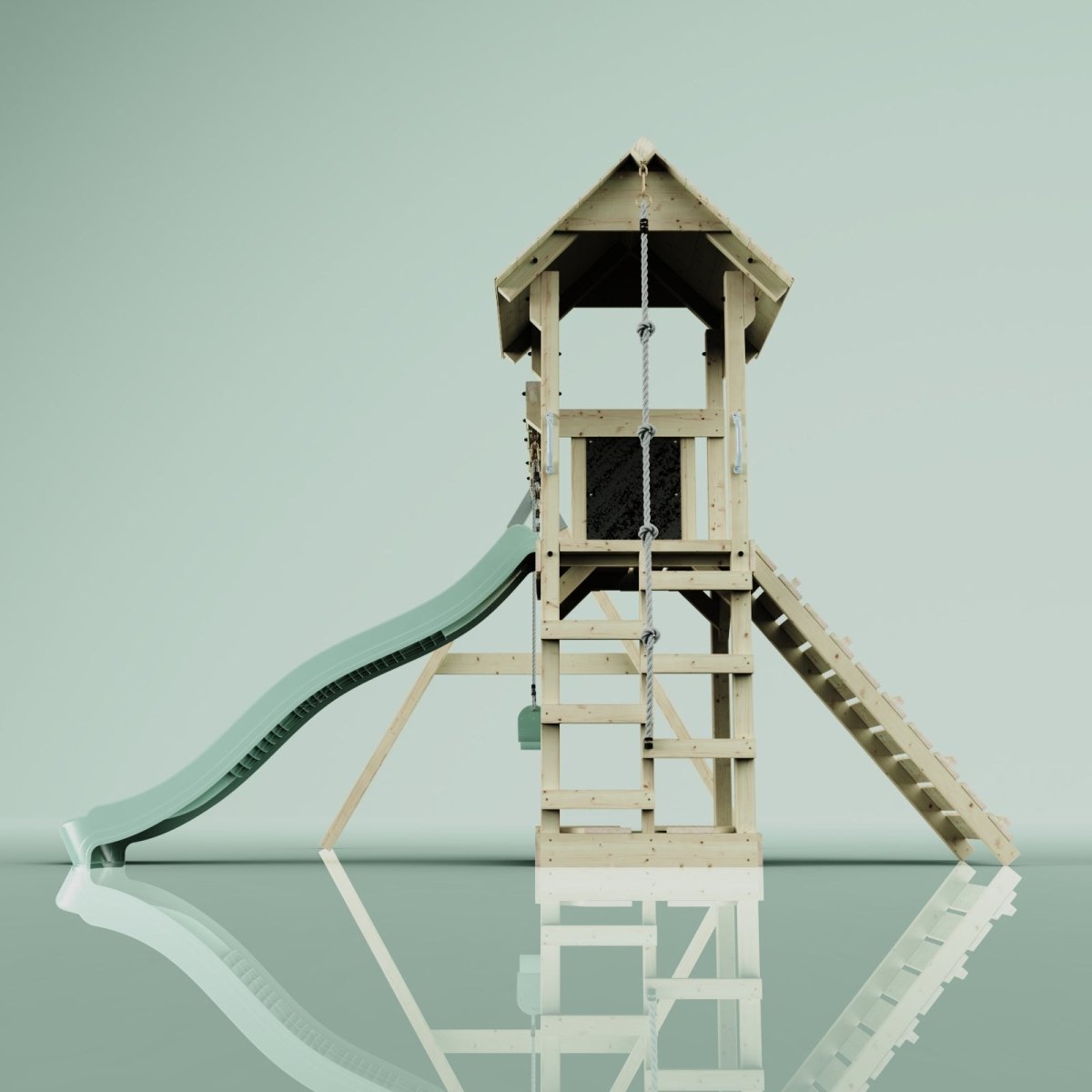 PolarPlay Tower Kids Wooden Climbing Frame - Swing Kari Sage
