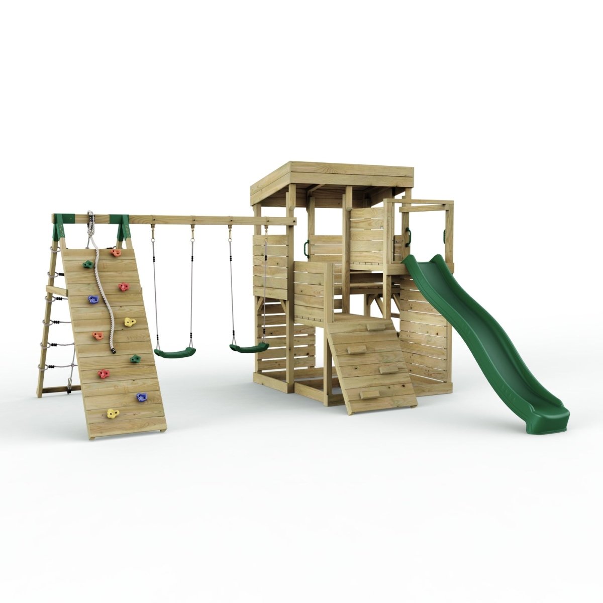 ClassicPlay Sentinel XL Lookout Tower with 3 Decks, Double Swing, Climbing Wall and Slide