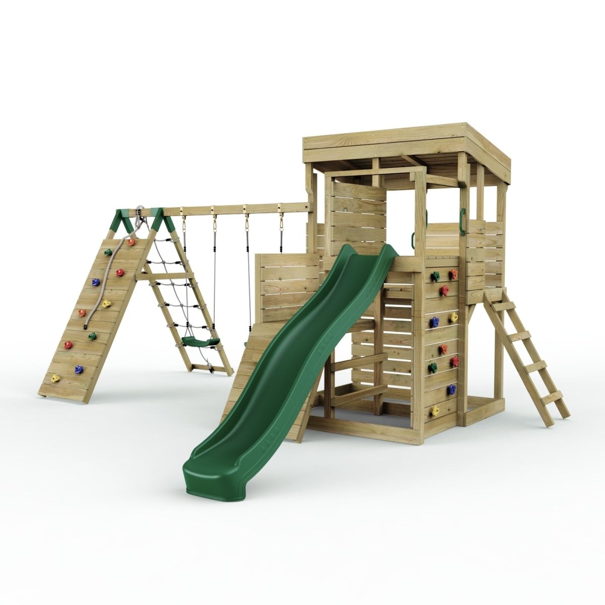 ClassicPlay Sentinel XL Lookout Tower with 3 Decks, Double Swing, Climbing Wall and Slide