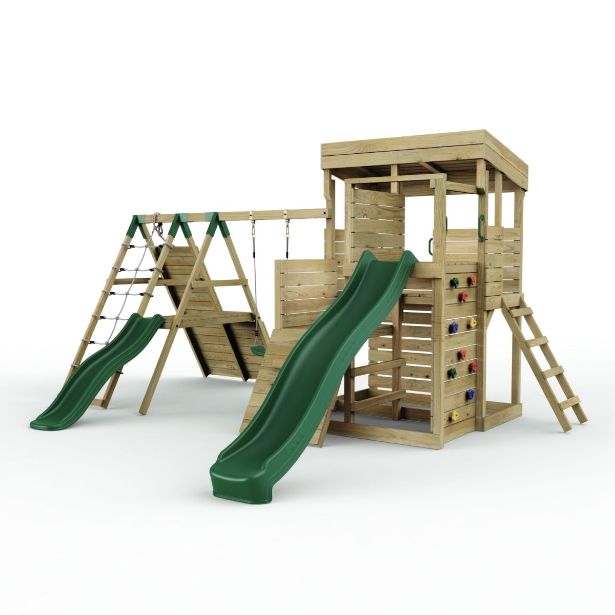 ClassicPlay Sentinel XL Lookout Tower with 3 Decks, Single Swing, Climbing Wall and Slides