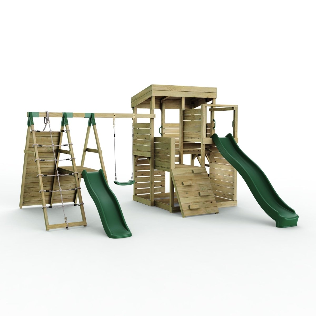 ClassicPlay Sentinel XL Lookout Tower with 3 Decks, Single Swing, Climbing Wall and Slides