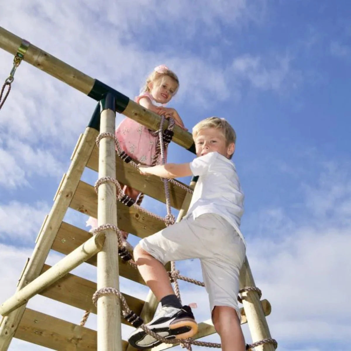 Rebo Single Swing Set with Climbing Wall and Slide - Amber Purple