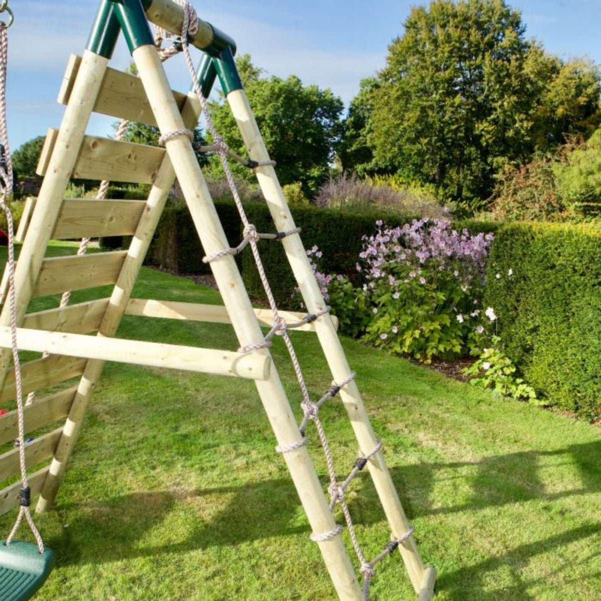 Rebo Single Swing Set with Climbing Wall - Aria Purple