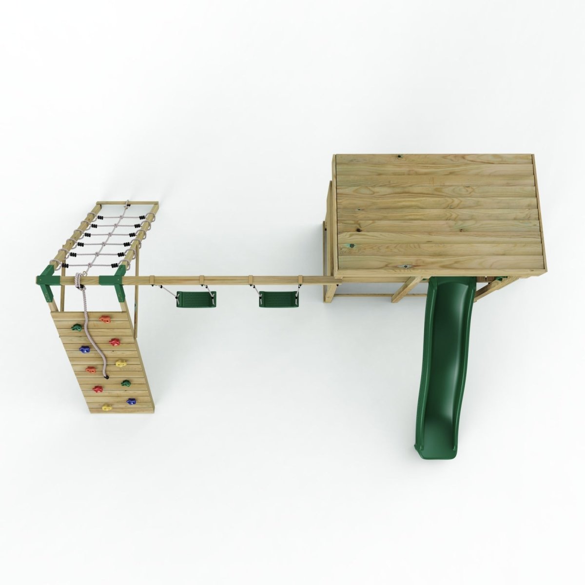 ClassicPlay Outpost XL Lookout Tower with 1.2m Deck, Double Swing, Climbing Wall and Slide