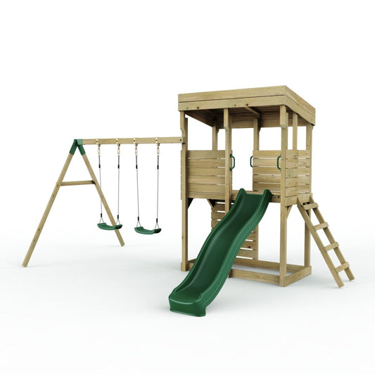 ClassicPlay Outpost XL Lookout Tower with 1.2m Deck, Double Swing and Slide