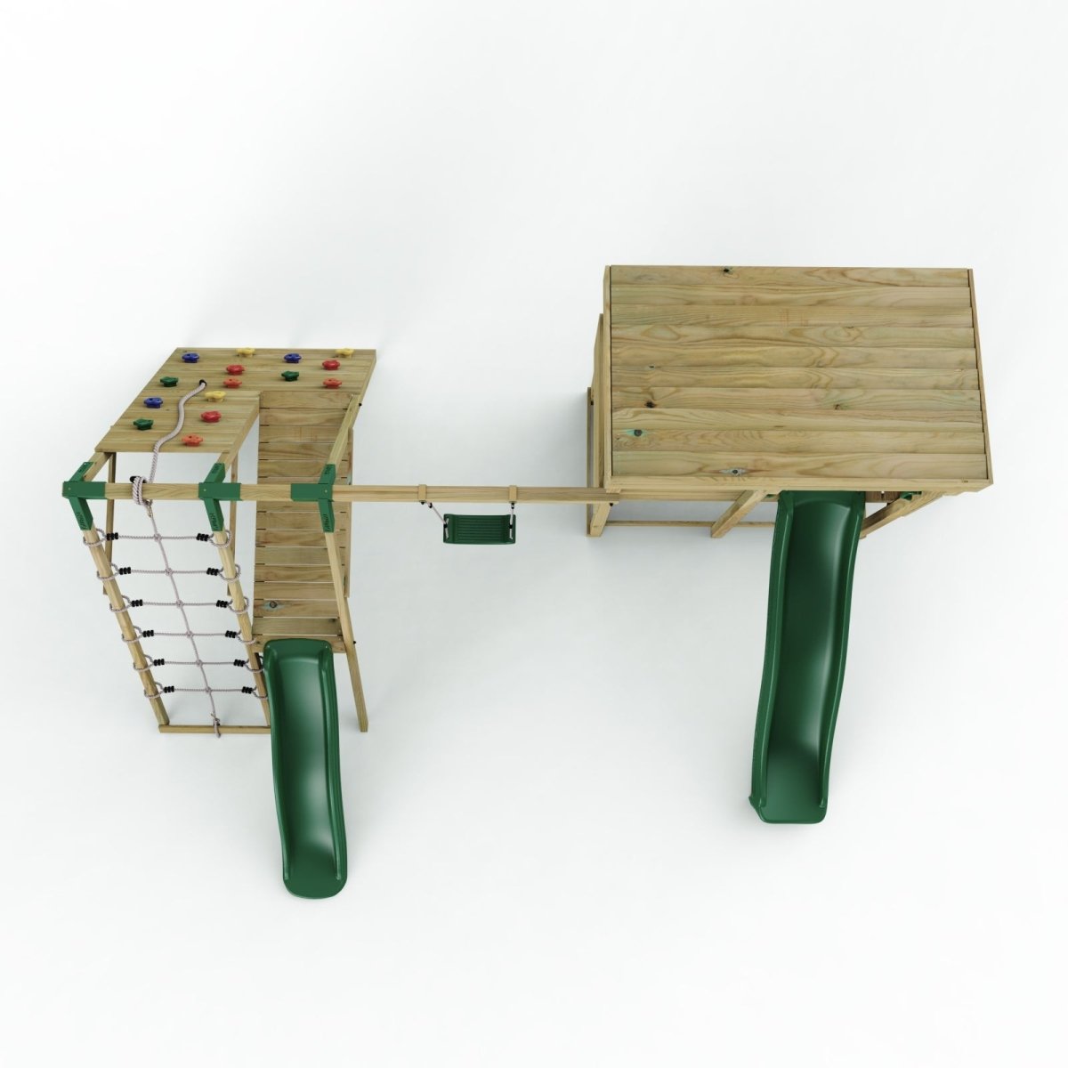 ClassicPlay Outpost XL Lookout Tower with 1.2m Deck, Single Swing, Climbing Wall and Slides