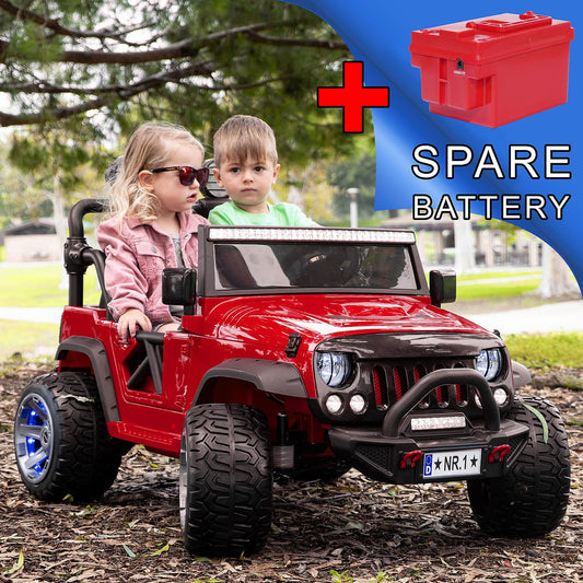 Trail Explorer 12V Kids Ride-On Car Truck with R/C Parental Remote + Spare Battery | Cherry Red