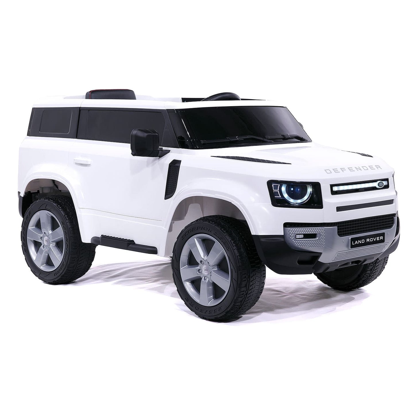 Land Rover Defender 12V Kids Ride-On Car with R/C Parental Remote | White