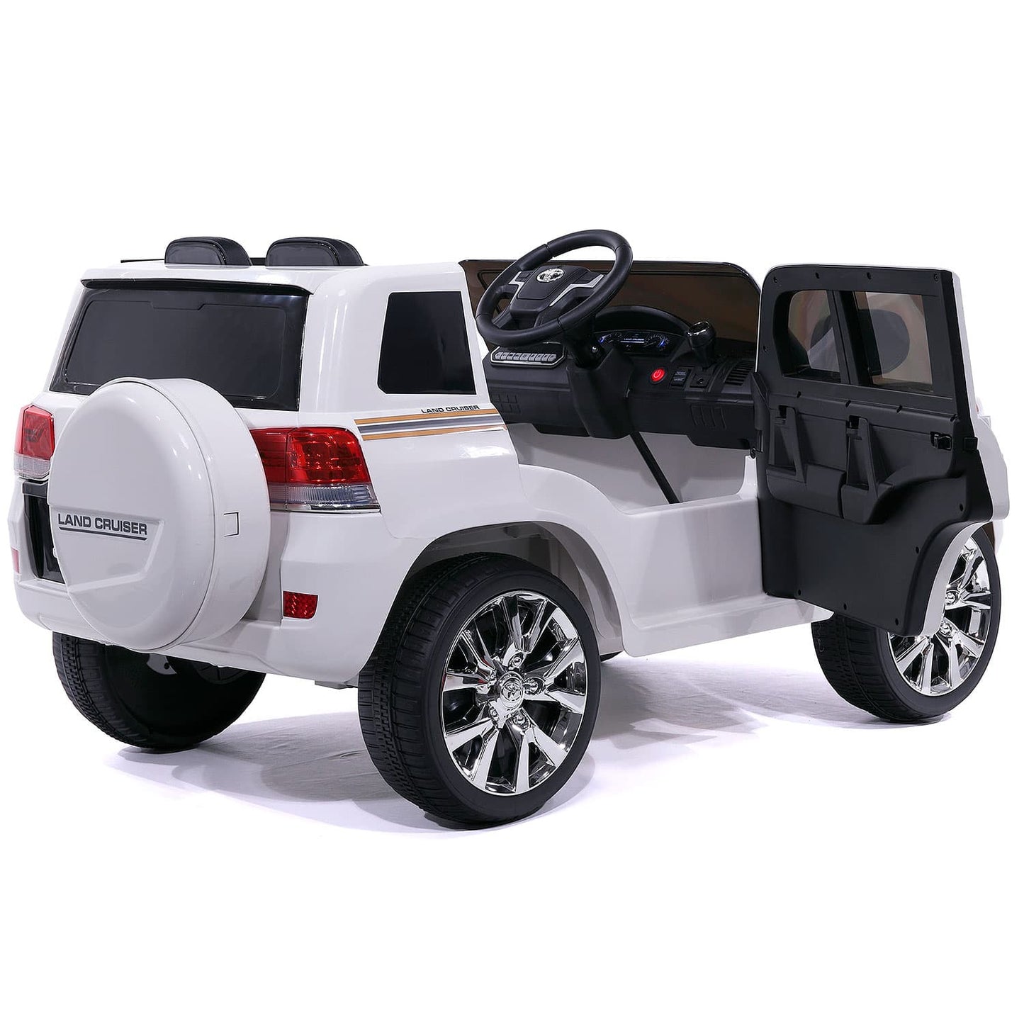 Toyota Land Cruiser 12V Kids Ride-On Car with R/C Parental Remote | White