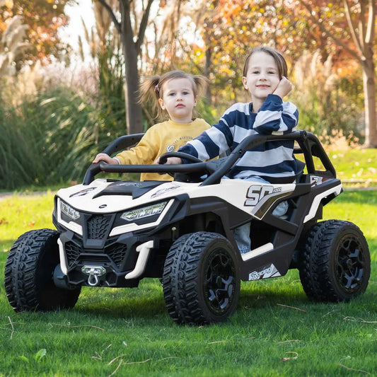Trail Runner 24V 4WD Kids Ride-On UTV with R/C Parental Remote | White